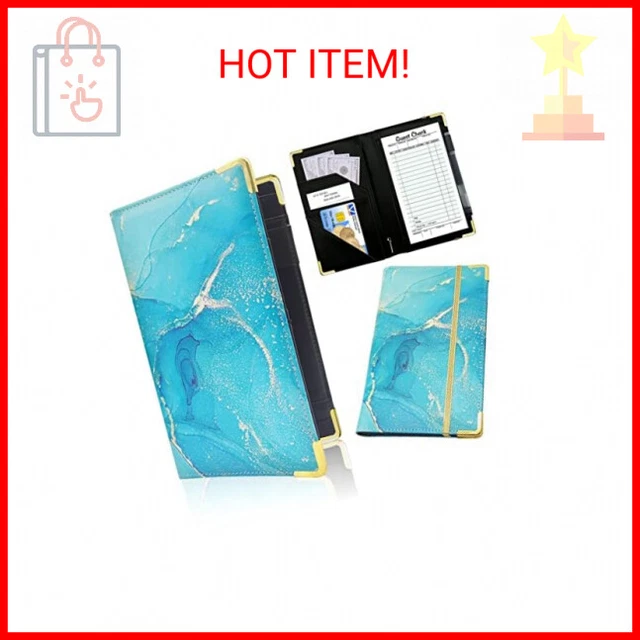 Server Books for Waitress with Zipper Pocket,Server Book for Waitress Waiter Rec