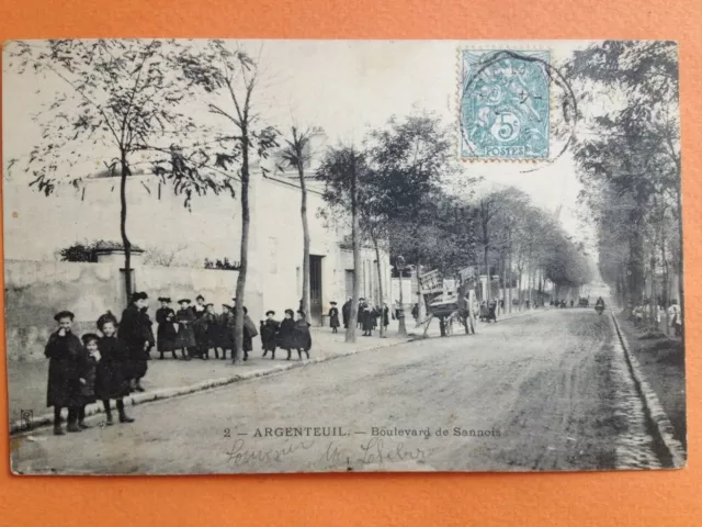 1900 SILVEREUIL Val d'Oise BOULEVARD de SANOIS schoolchildren postcard