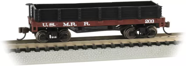 Bachmann-Old-Time Wood Gondola - Ready to Run -- U.S. Military Railroad (red, bl