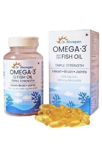 Aceite de pescado de aguas profundas Dr. Morepen omega-3 triple resistencia 60 cápsulas blandas