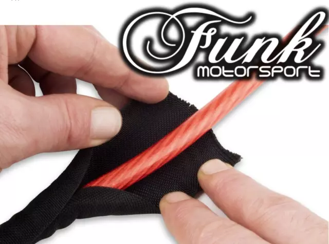 Black Self Wrap Protection Sleeving 7mm Dia. x 1.0m Elastic by Funk Motorsport
