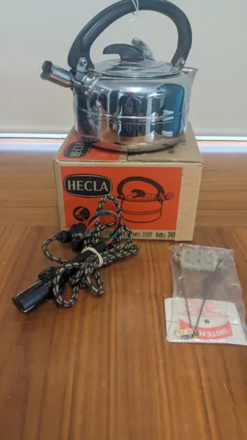 VINTAGE KETTLE HECLA CHROME METAL HOT WATER COFFEE CAFE RETRO with power cord M