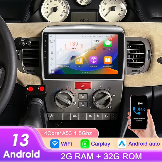 Autoradio Android 13 Per Fiat Panda 2003-2012 - Schermo 9", CarPlay/Android Auto Wireless, 6+128GB, GPS, Telecamera Posteriore