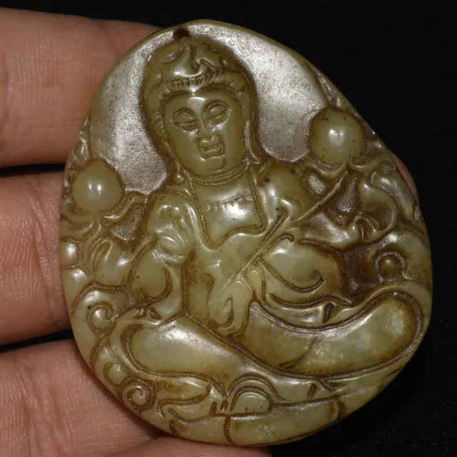 Wonderful Antique old south east asian Buddha Jade Stone Amulet Pendant
