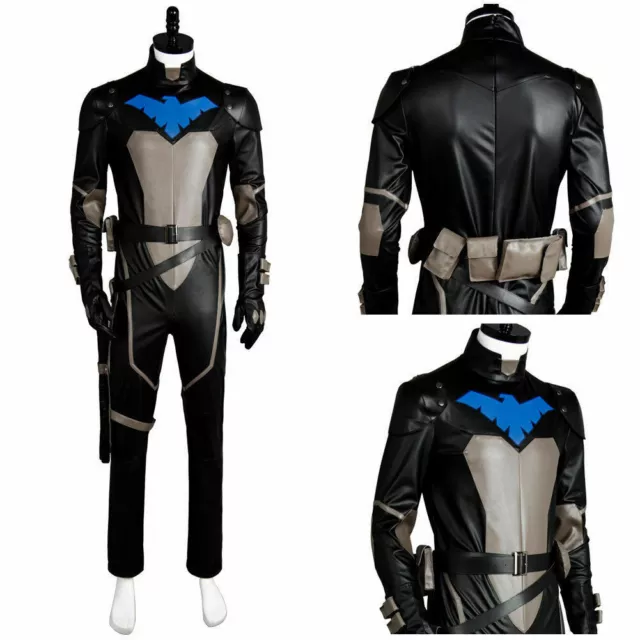 Young Justice S2 Nightwing Cosplay Costume Jumpsuit Suit Outfit Mask Set Uniform