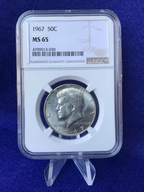 1967  BUSINESS STRIKE Kennedy Half Dollar 50c *NGC MS65 Gem Uncirculated*