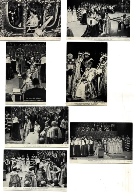 7 x 1953 QUEEN ELIZABETH'S CORONATION DAY  TUCK'S Real Photo Postcards RPPC
