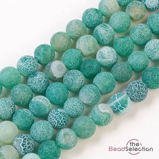 Natural Crackle Frosted Agate Round Gemstone Beads Aquamarine 8mm 25 Beads GS23