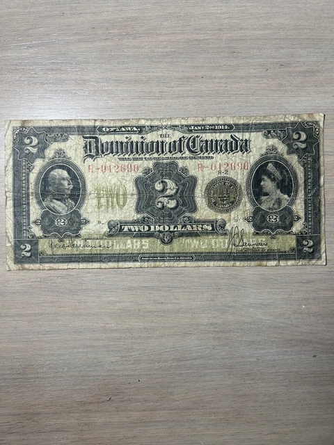 1914 Two Dollar $2 Dominion of Canada Banknote