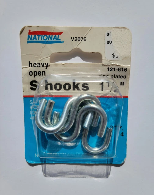 Open S Hooks 1 1/2" (Lot of 4) Heavy 40 Pound Limit