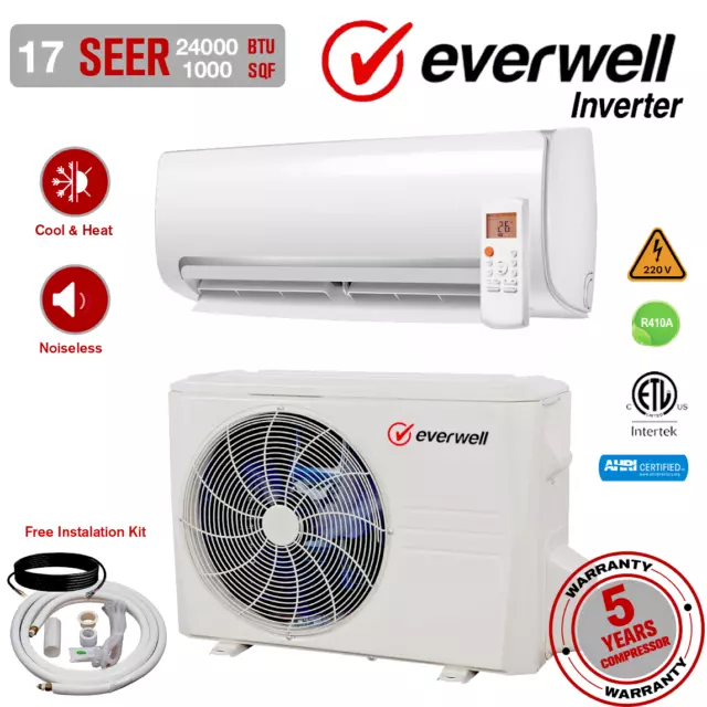 24000 BTU Air Conditioner Mini Split 17 SEER INVERTER AC Ductless Heat Pump 220V