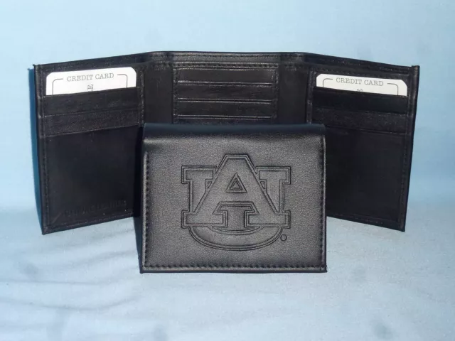 AUBURN TIGERS    Leather TriFold Wallet    NEW    black 3  m3