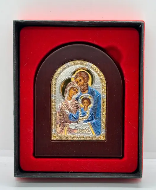 New Holy Family Plated Silver Icon Orthodox Holy Land Greece Byzantine