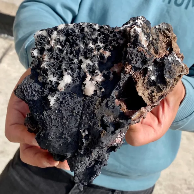 2.5LB Black carbon and sand mixed in quartz crystal cluster-AE917