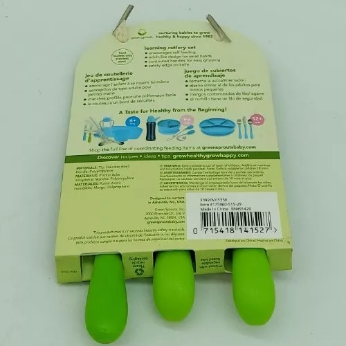 green sprouts Learning Cutlery Set Helps toddler develop independent eating 2