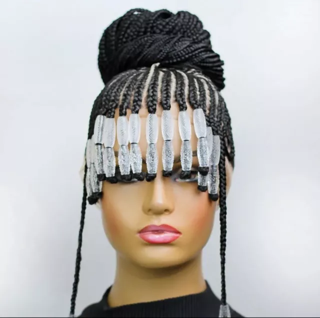 CLEOPATRA Handmade Beaded Cornrows. Lace front wig.Location USA,