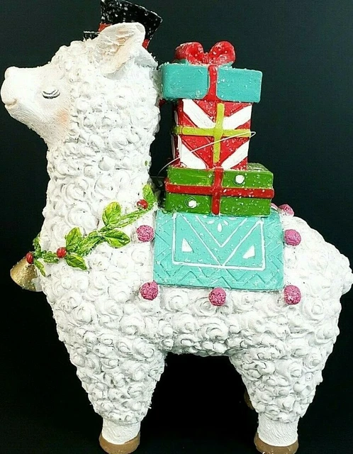 Merry & Bright Collection Llama Figurine 9.25" x 7" x 3.25" Christmas NWT