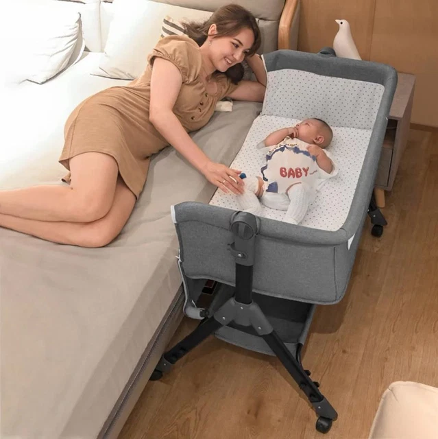 Baby Bassinet for Infant Adjustable with Diaper Storage Basket Changing Station