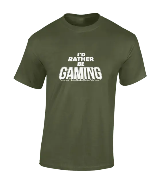 I'd Rather Be Gaming Mens T Shirt Funny Pc Gamer Design Computer Gaming Top