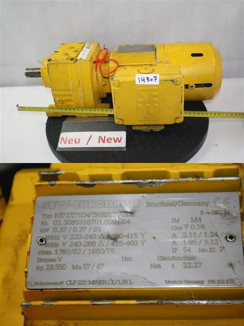 Atudi R37 SEW 0,37 KW 62 Minimum Motoréducteur R37 DT71D4 Boîte de Vitesse EUR ...