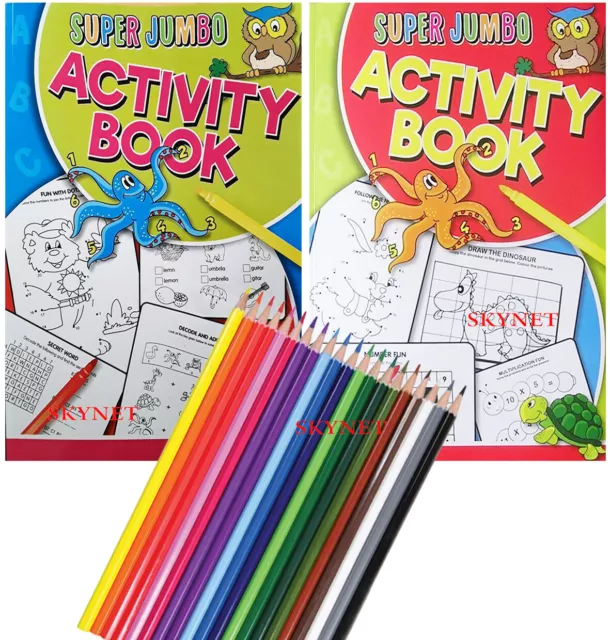 A4 Super Jumbo Kids Colouring Book Travel Fun Activity Book COLOURING 140 PAGES