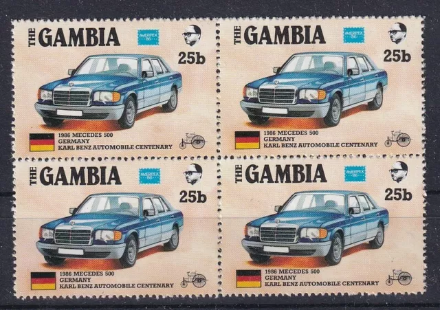 Gambia Auto Automobil Viererblock Karl Benz Mercedes 500  MiNr. 626 postfrisch