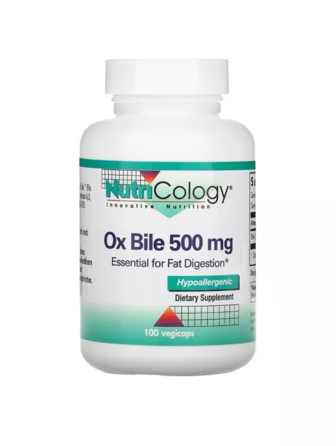 Nutricology Ox Bile 500 mg 100 Vegicaps Fat Digestion