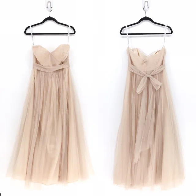 BHLDN Jenny Yoo Women 12 Annabelle Dress Ivory Nude Convertible Strapless Tulle