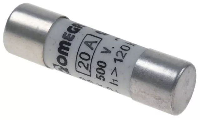 fusible verre mesure ø10x38mm 20A nominale 500V