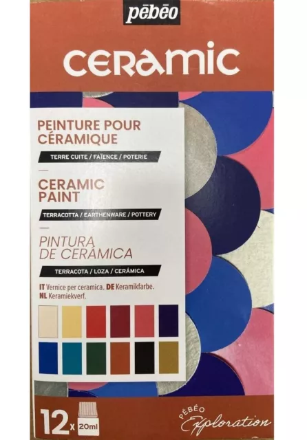 Pebeo Ceramic 12 x 20ml Paint Set Terracotta Pottery Earthenware Painting 757451