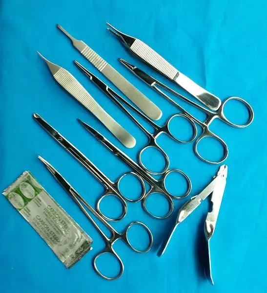 9 Pcs Suture Laceration Medical Student Surgical Instruments Kit+5 Blades#20