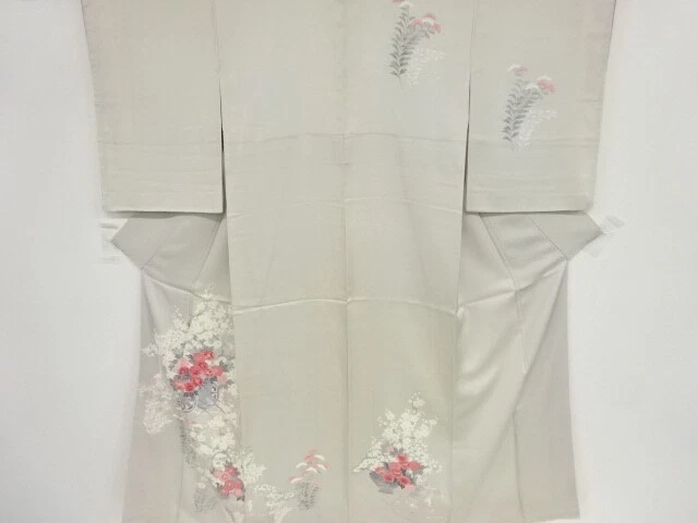 45764# Japanese Kimono / Antique Kimono / Embroidery / Floral Cart