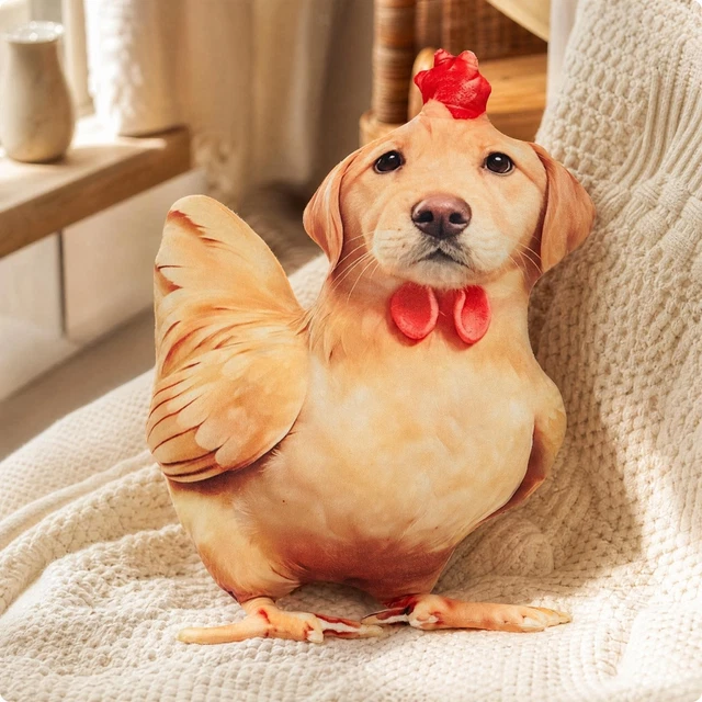 CHICKEN-SHAPED SOFT COMFORT Pillow Chicken-Dog Stuffed Animal Huggable ...