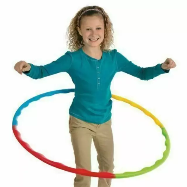 2 x Kids Collapsible Adjustable Colourful Hula Hoop Indoor Outdoor Fitness Gymna