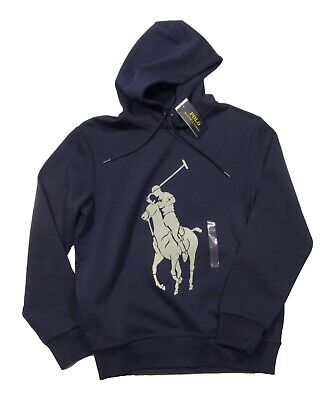 Polo Ralph Lauren Men's Navy Enlarged Pony Player Double Knit Pullover Hoodie