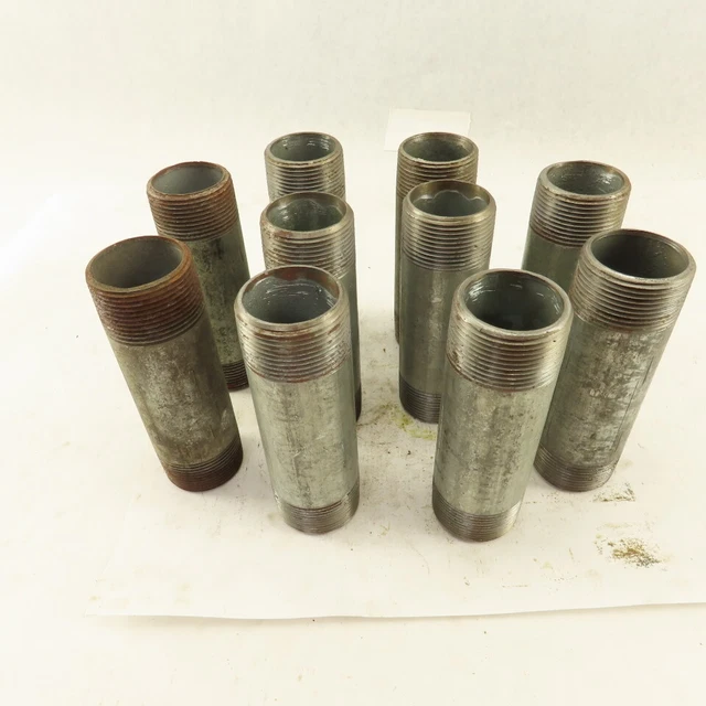 1-1/4" NPT x 5" Galvanized Iron Pipe Nipple Fitting Schedule 40 Lot of 10