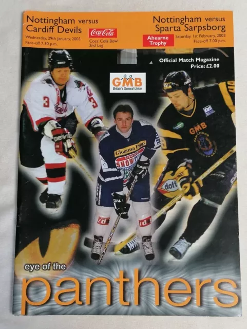 PROGRAMME - UK Ice Hockey Nottingham Panthers V Cardiff Devils 29th Jan 2003