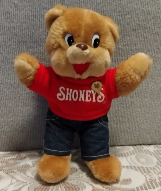 Shoneys Restaurant Teddy Bear Plush 12” Stuffed Animal Original Clothes