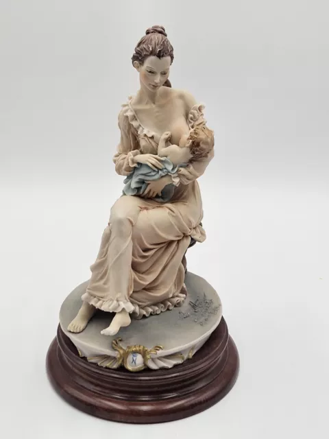 Vintage Capodimonte Mother With Baby Breastfeeding Sculpture 13" Signed, Read