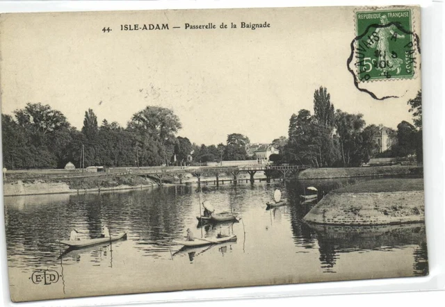 1 CPA 95 Val d Oise Isle Adam Passerelle de la Baignade 1906  pcfravainc273