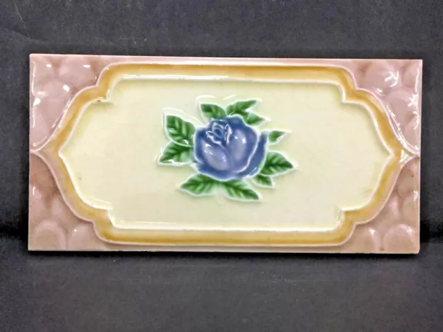 Old Vintage Rare Handmade Decorative Beautiful Lotus Flower Ceramic Tile, Japan