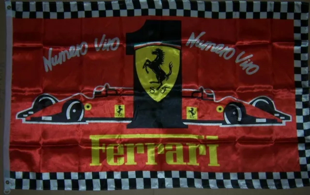 FERRARI RED CHECKERED NUMERO UNO SATIN CAR FLAG new 3x5ft superior USA seller