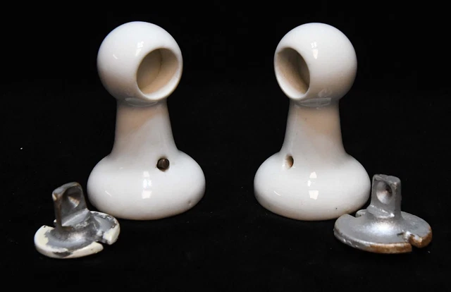 Vintage White Ceramic Towel Rod Holder Set With Mounting Hardware #1