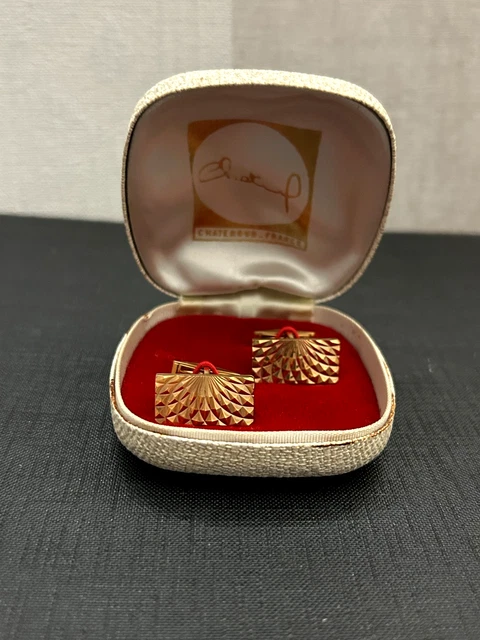 Boutons De Manchette Anciens Plaqué Or - Marque Placor - Occasion Bon état