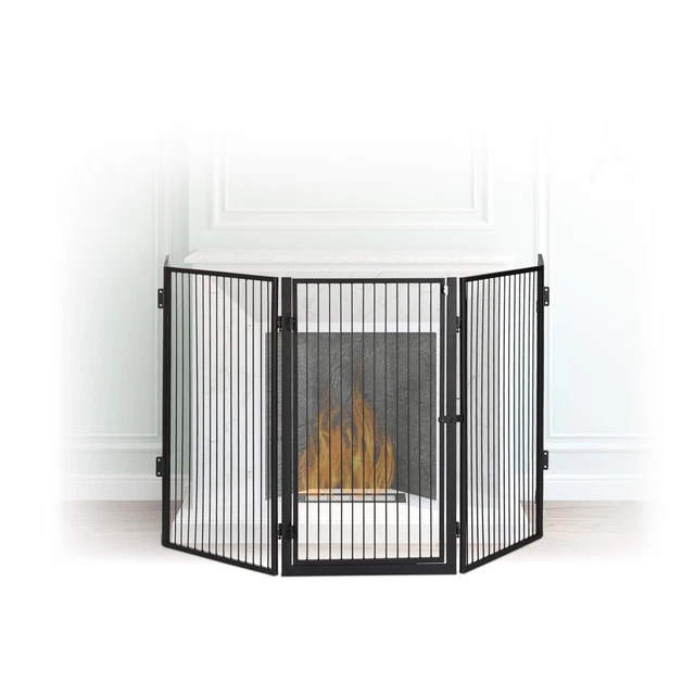 Protection de cheminée Écran de cheminée à 3 Panneaux en Fer forgé, barrière de sécurité en Maille métallique de 31 Pouces de Haut - Grandes Portes de