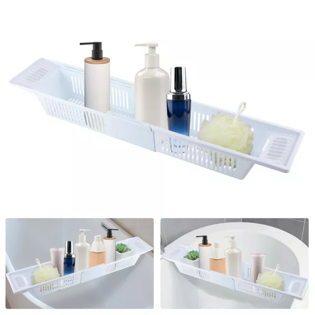 Bath Caddy 57-80cm Extendable length Bath Tray Shower Gel Holder White