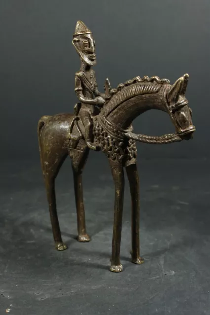 African Bronze Horserider Statue, Cavalier - DOGON - AFRICAN VINTAGE TRIBAL ART