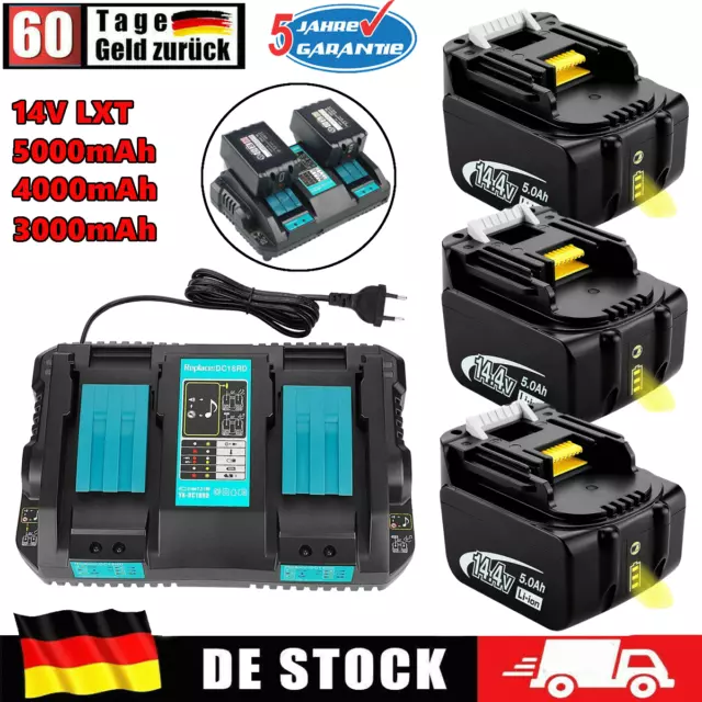 Ersatzakku Für Makita 5,0Ah 14,4V BL1440B BL1430 BL1450B LXT DC18RD Ladegerät