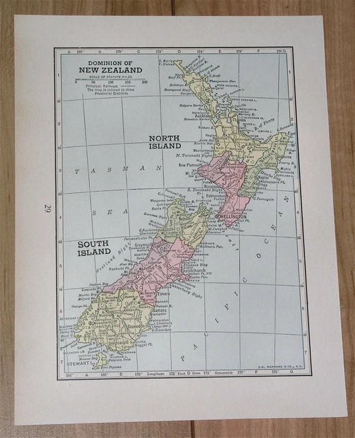 1943 Vintage Wwii Map Of New Zealand