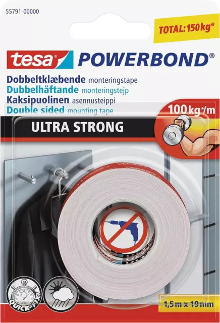 Tesa PowerbondÂ® Ultra Strong Mounting Tape - Double-sided, Extra Strong Tape -